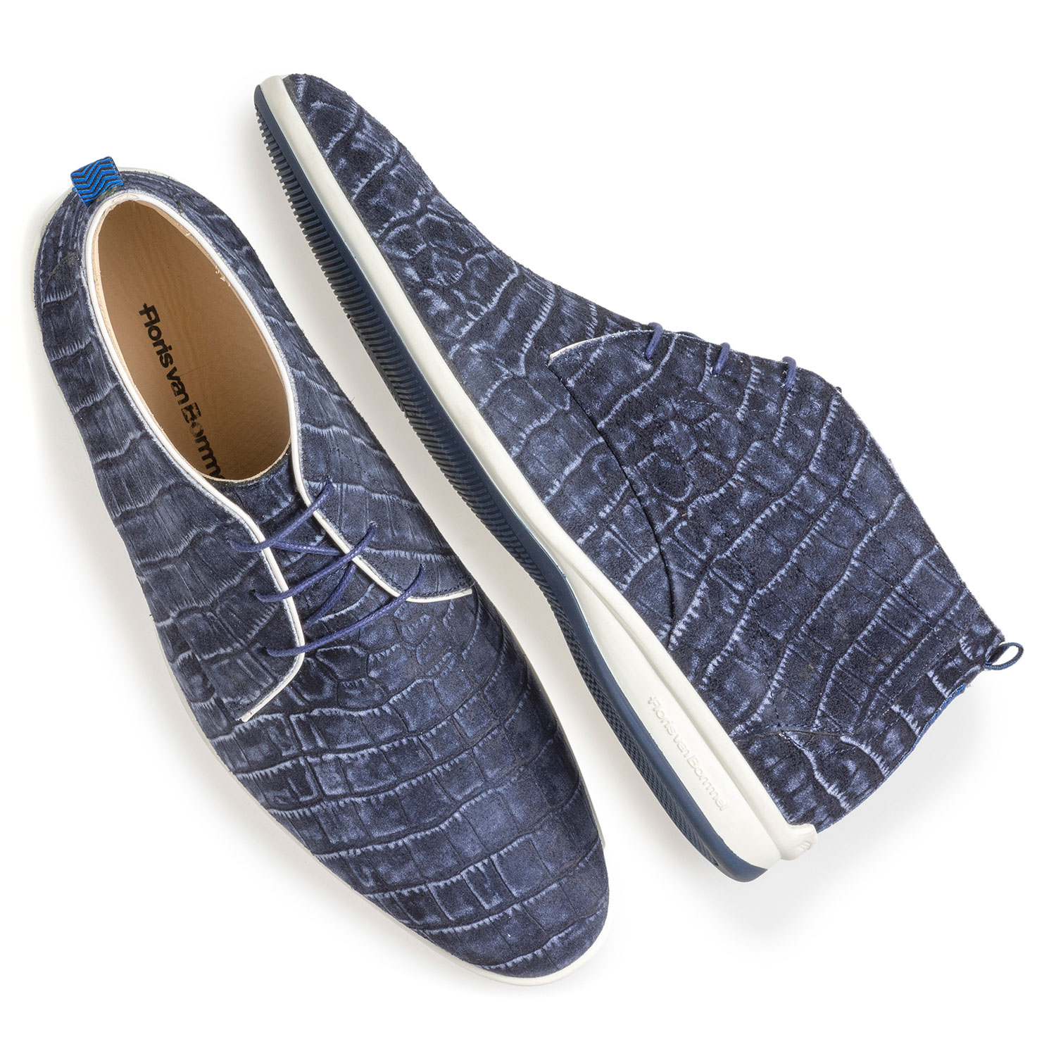 20300/08 - Blauer Schnürstiefel mit Krokoprint 20300/08 - Blauer Schnürstiefel mit Krokoprint