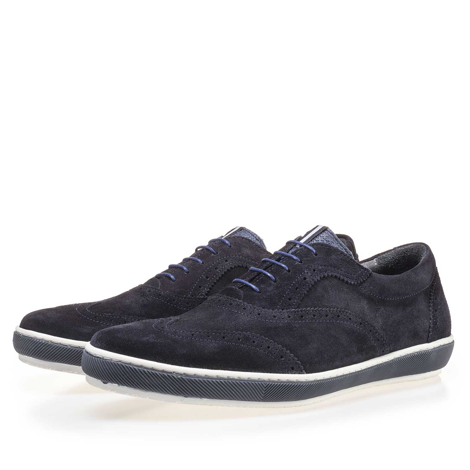 19036/39 - Dark blue suede leather brogue shoe 19036/39 - Dark blue suede leather brogue shoe
