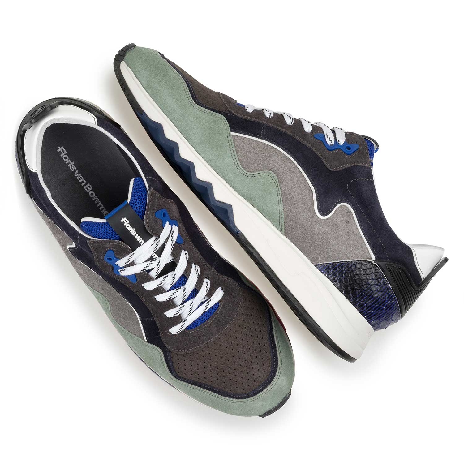 16092/04 - Green-blue suede leather sneaker 16092/04 - Green-blue suede leather sneaker