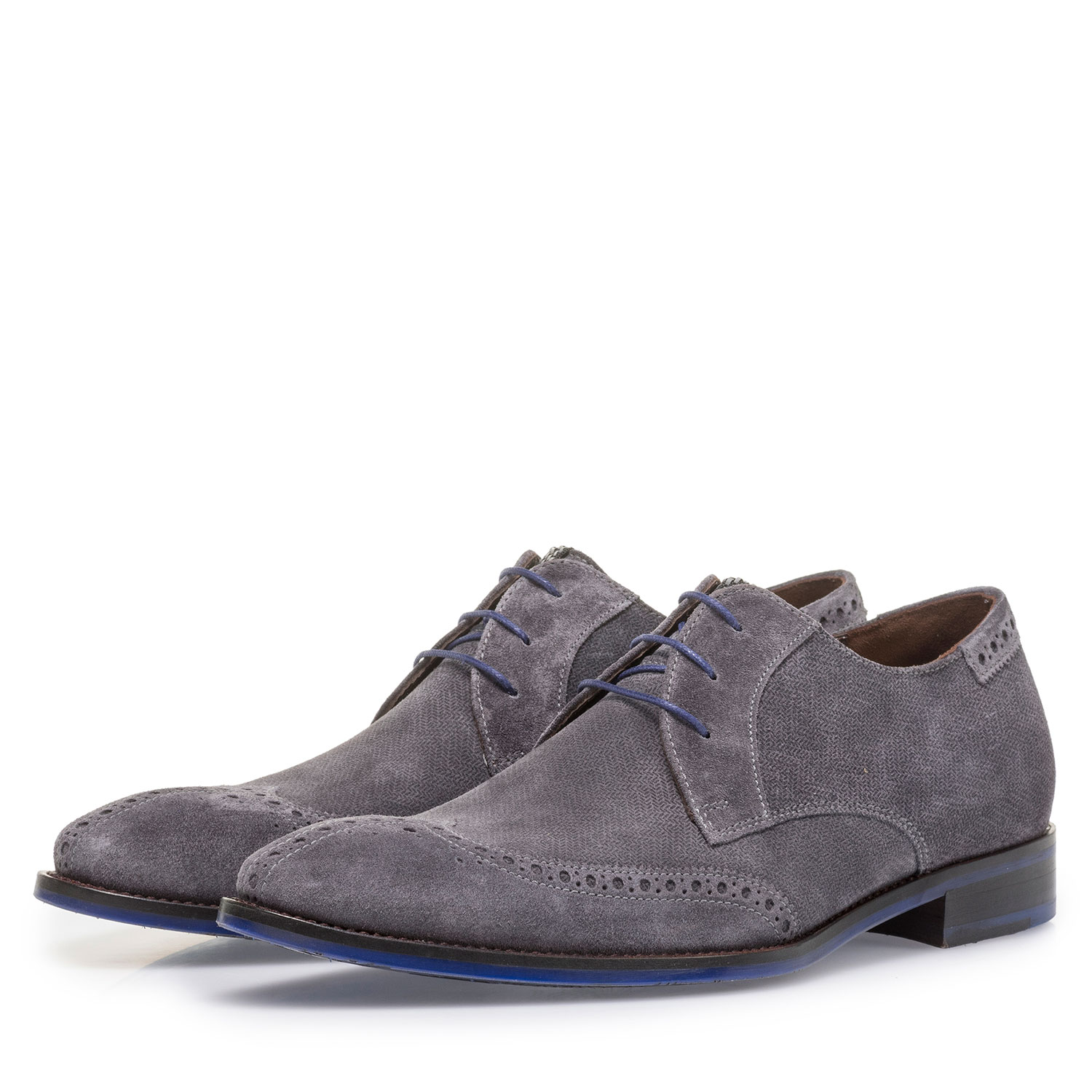17122/00 - Dunkelgrauer Wildleder-Schnürschuh mit Print 17122/00 - Dunkelgrauer Wildleder-Schnürschuh mit Print