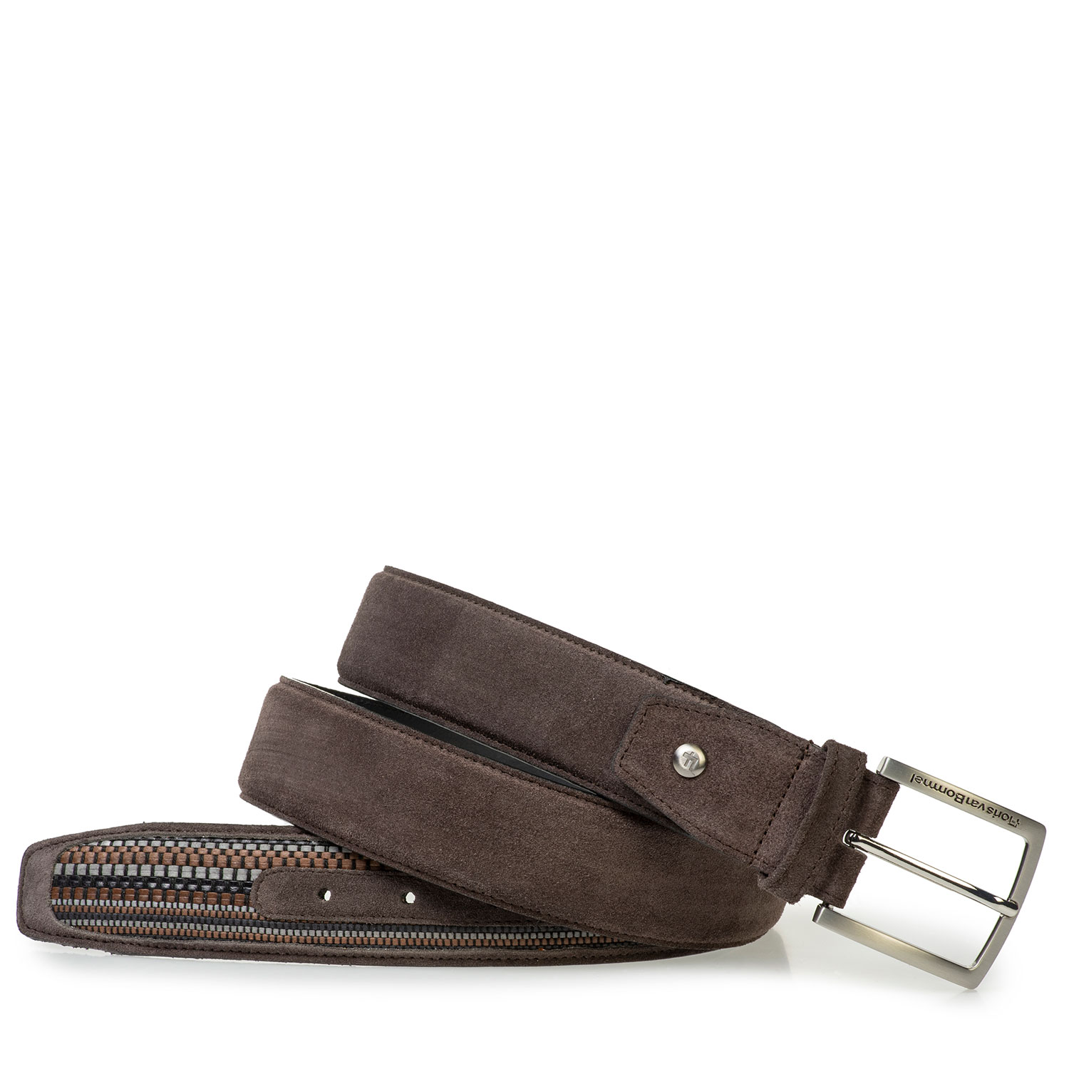 75159/34 - Brown suede leather belt with braided details 75159/34 - Brown suede leather belt with braided details