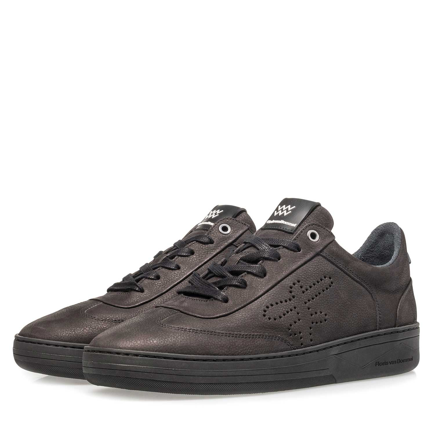 16255/07 - Schwarzer Nubukleder-Sneaker mit Print 16255/07 - Schwarzer Nubukleder-Sneaker mit Print