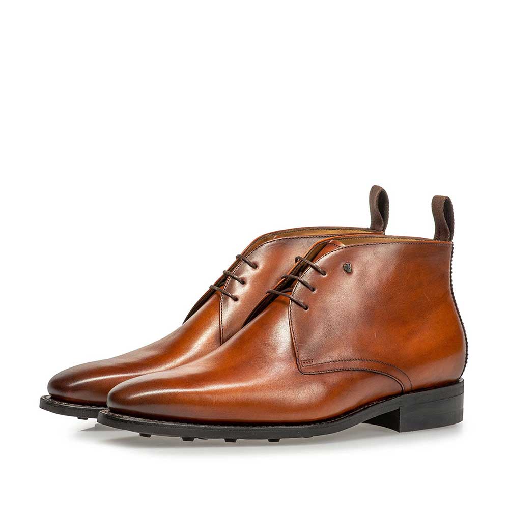 10752/02 - Dunkler cognacfarbener Kalbsleder Schnürstiefel 10752/02 - Dunkler cognacfarbener Kalbsleder Schnürstiefel