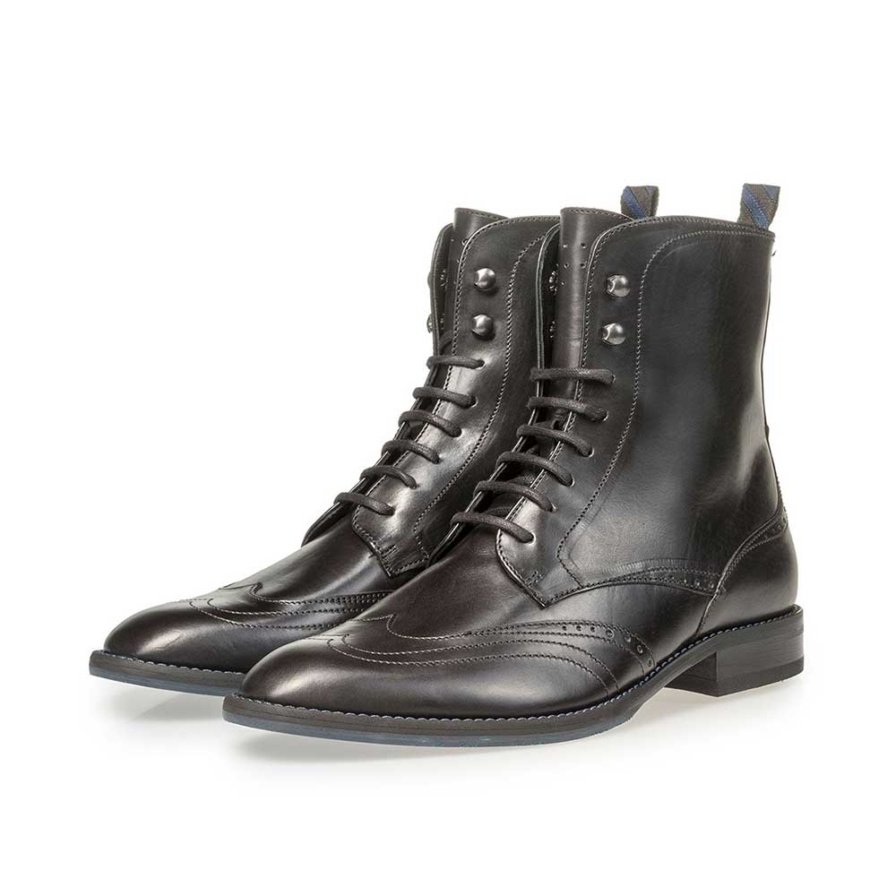 85631/00 - Schwarze Kalbsleder-Schnürstiefel 85631/00 - Schwarze Kalbsleder-Schnürstiefel