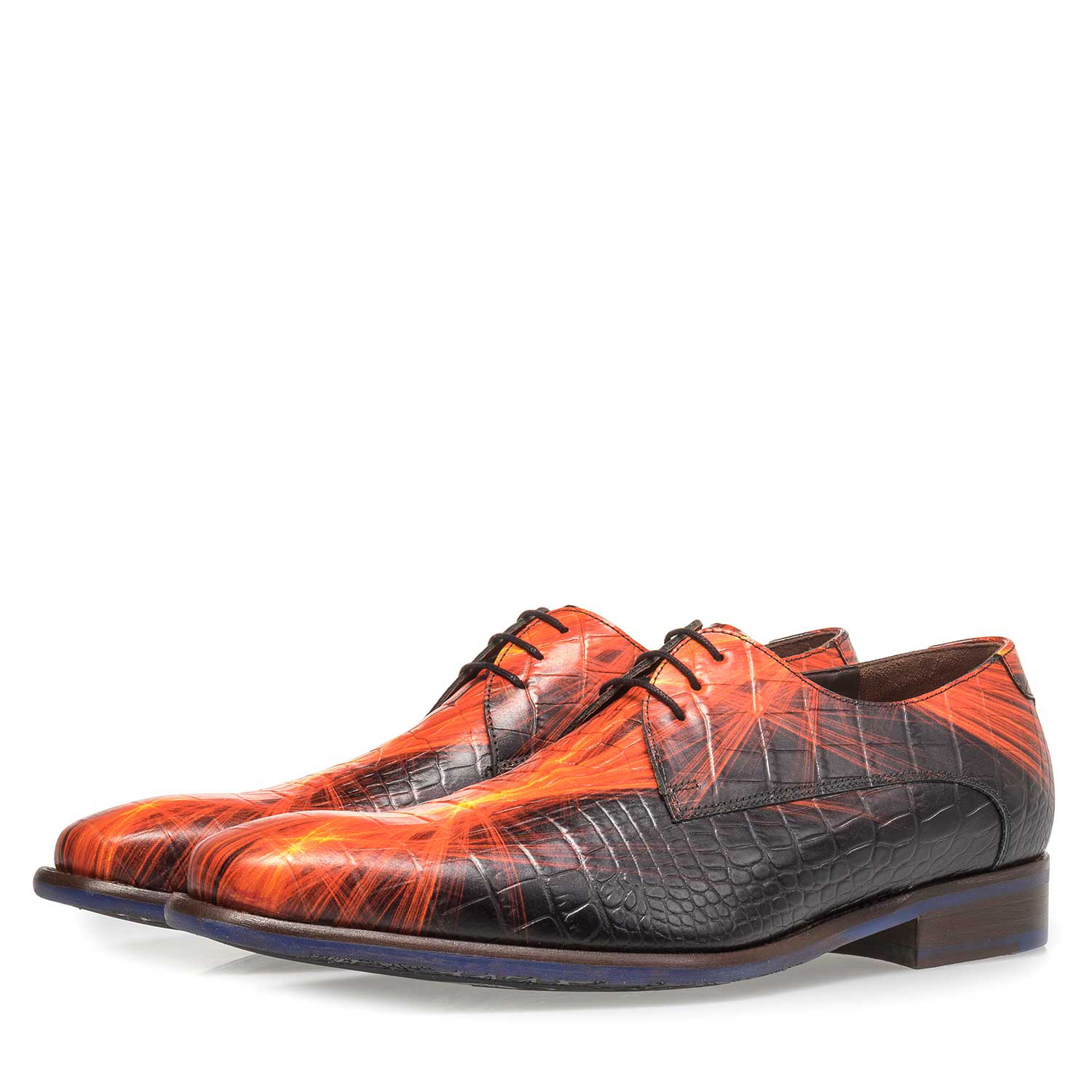 18123/05 - Roter Premium Kalbsleder-Schnürschuh mit Blitzprint 18123/05 - Roter Premium Kalbsleder-Schnürschuh mit Blitzprint
