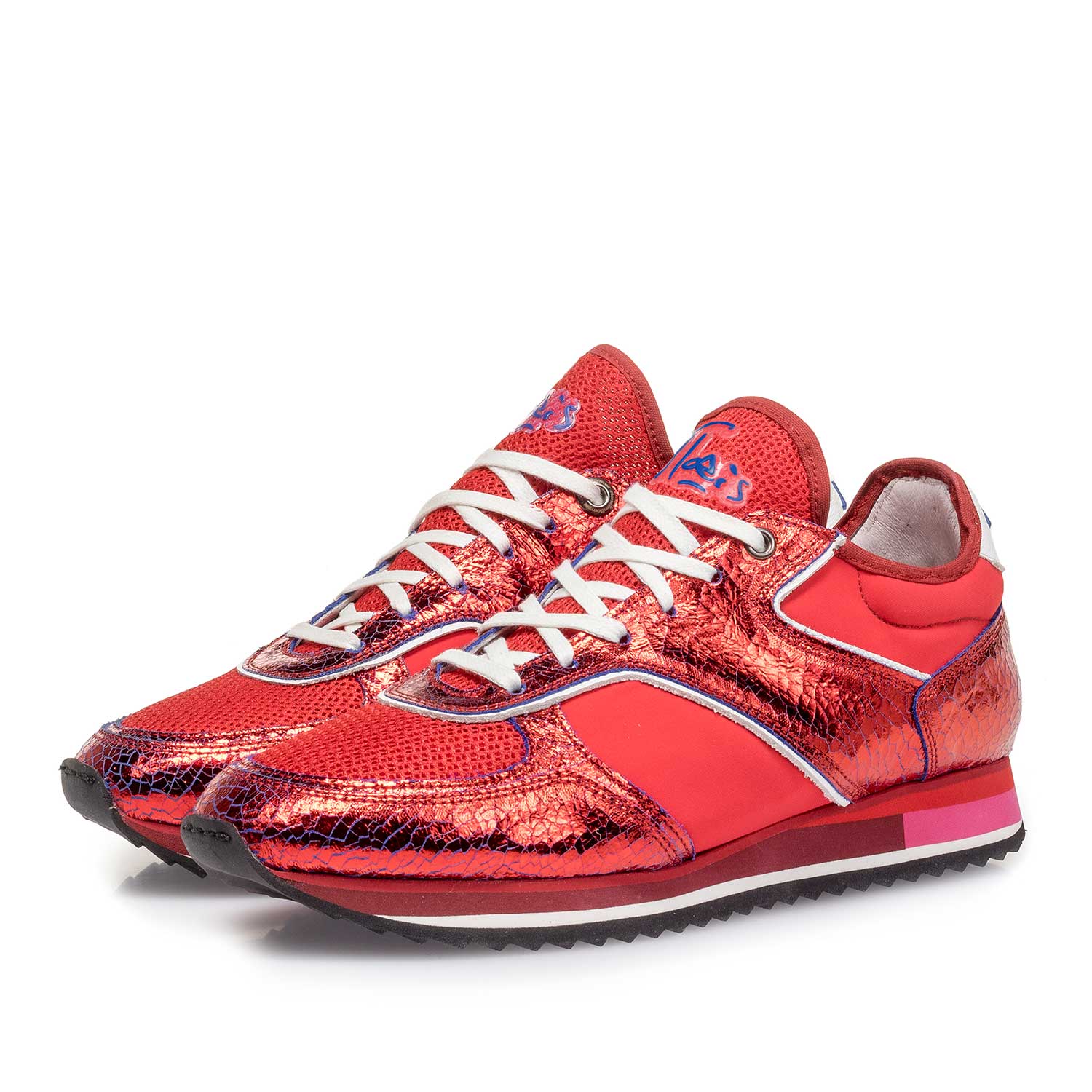 85261/02 - Red metallic leather sneaker with changing effect 85261/02 - Red metallic leather sneaker with changing effect