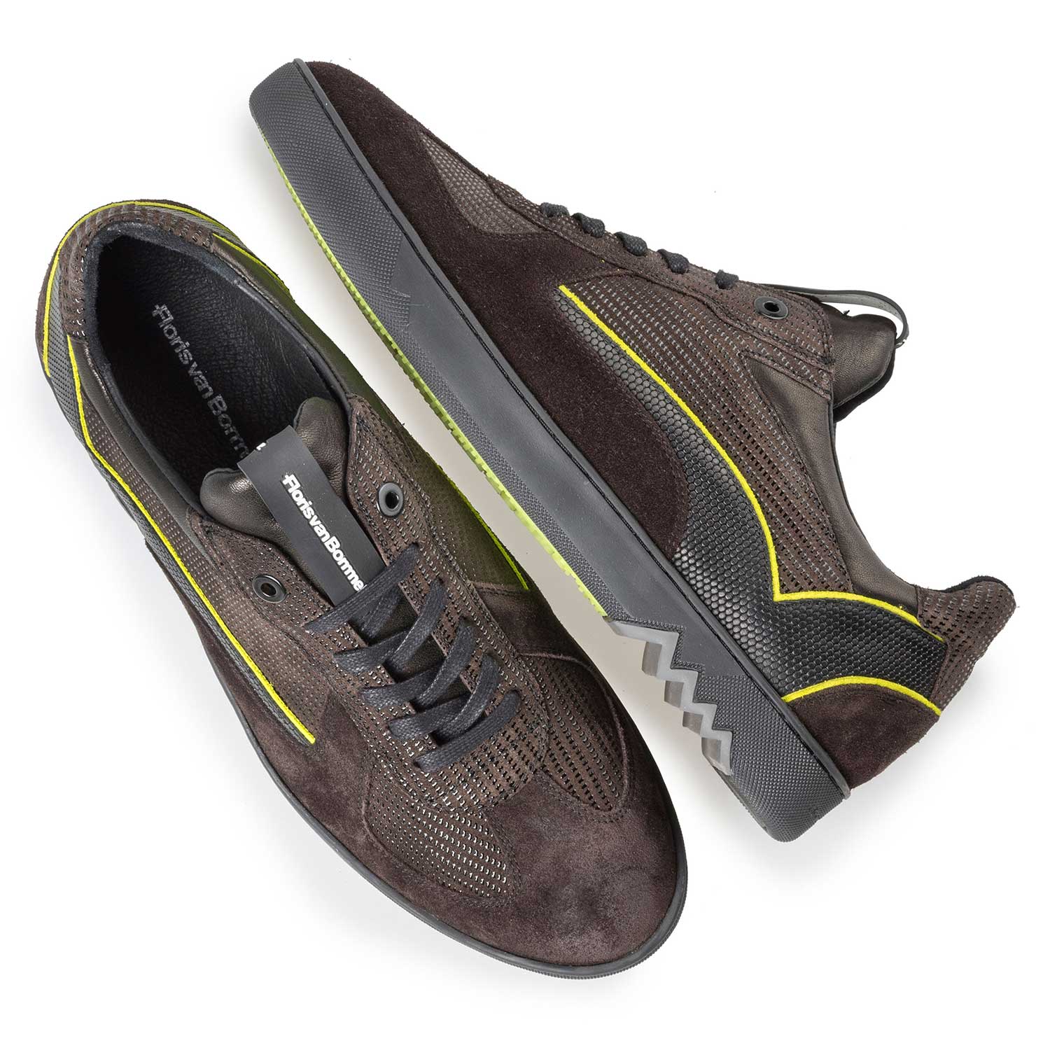 16242/05 - Dunkelbrauner Wildleder Sneaker mit Strukturmuster 16242/05 - Dunkelbrauner Wildleder Sneaker mit Strukturmuster