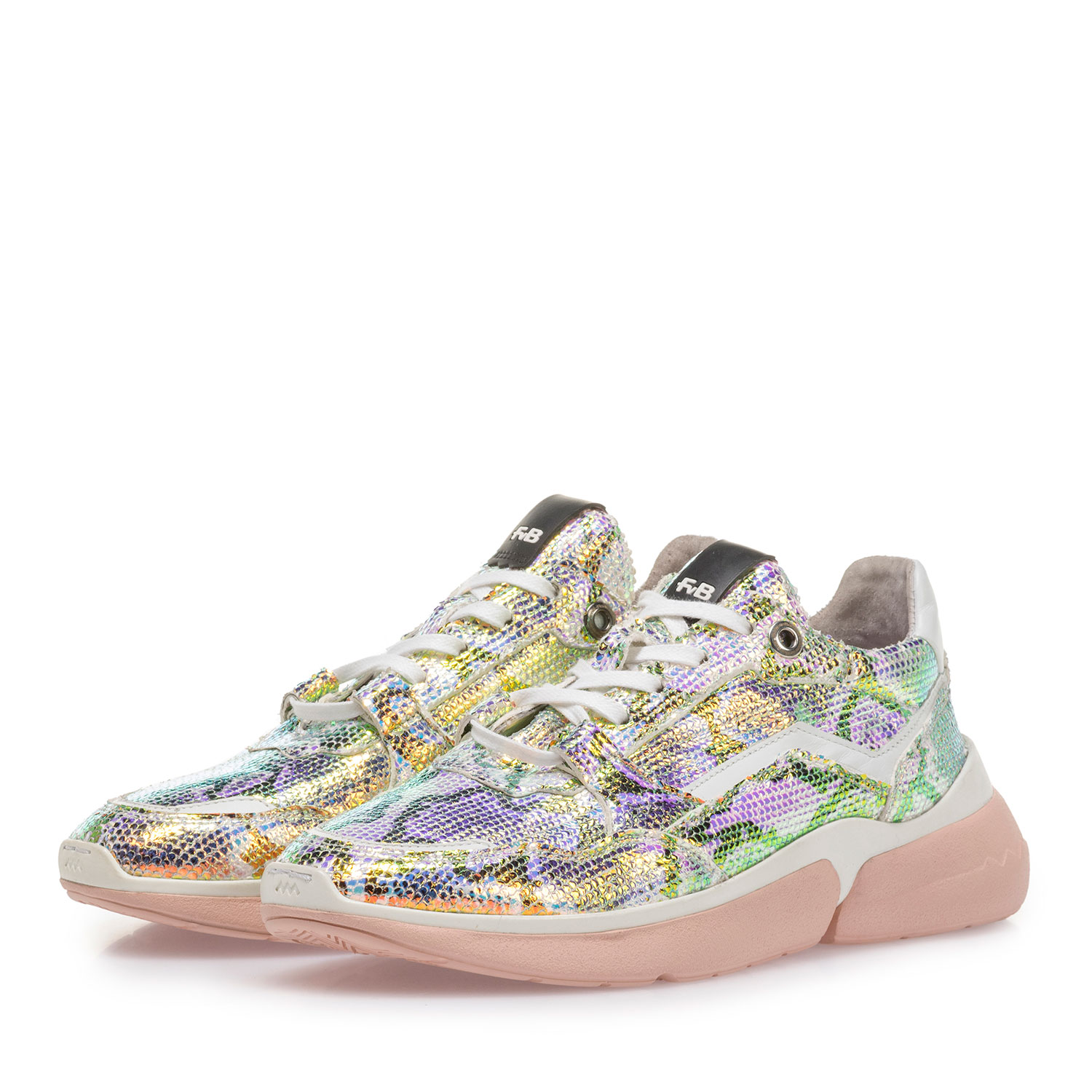 85291/13 - Sneaker with green/gold metallic print 85291/13 - Sneaker with green/gold metallic print