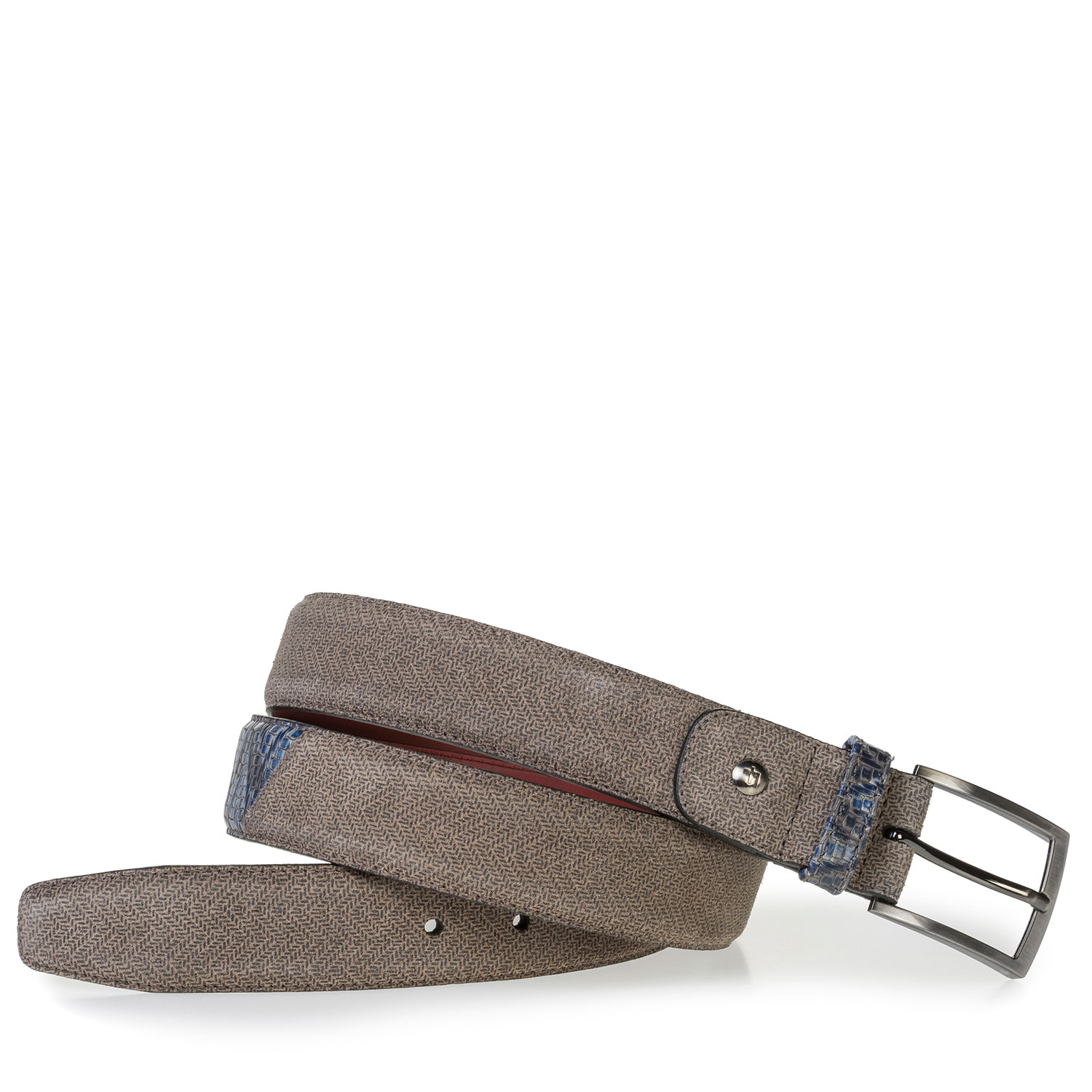 75188/56 - Beige suede leather belt with print 75188/56 - Beige suede leather belt with print