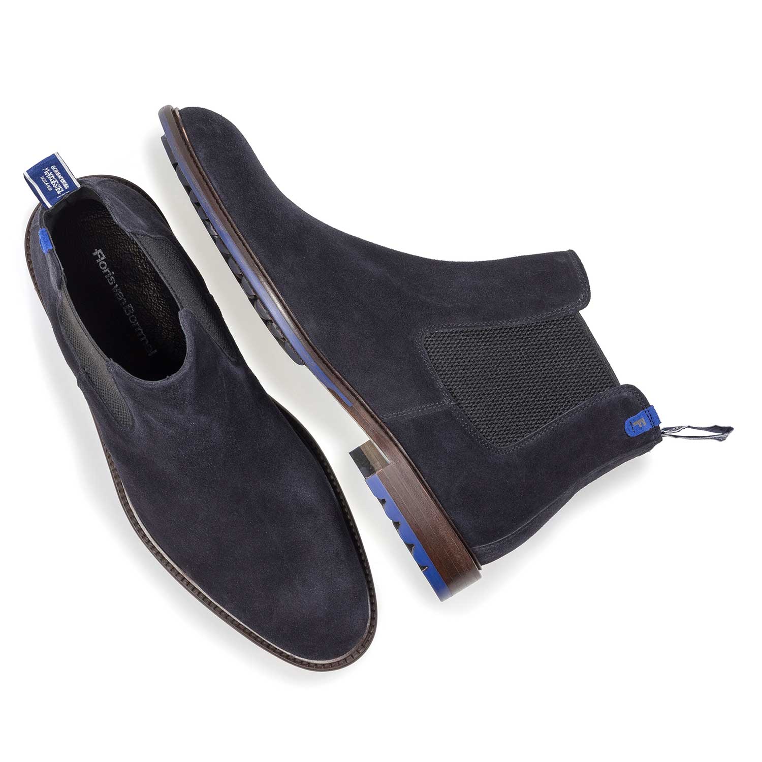10902/06 - Dunkelblauer Chelsea Boot aus Kalbswildleder 10902/06 - Dunkelblauer Chelsea Boot aus Kalbswildleder