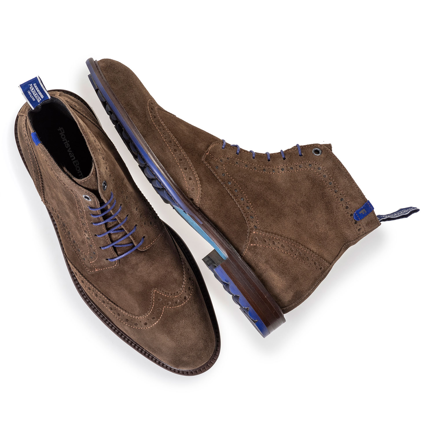 10506/17 - Dunkler taupefarbener/brauner Wildleder-Schnürstiefel 10506/17 - Dunkler taupefarbener/brauner Wildleder-Schnürstiefel