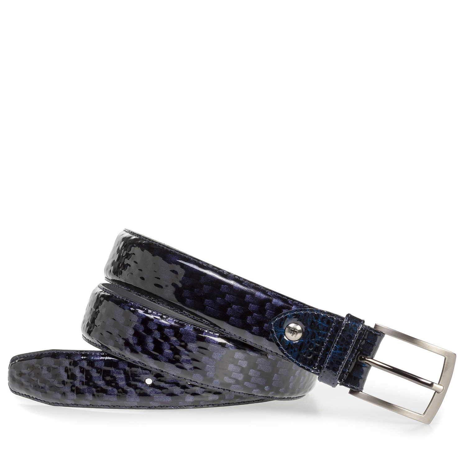 75201/40 - Premium blue printed patent leather belt 75201/40 - Premium blue printed patent leather belt