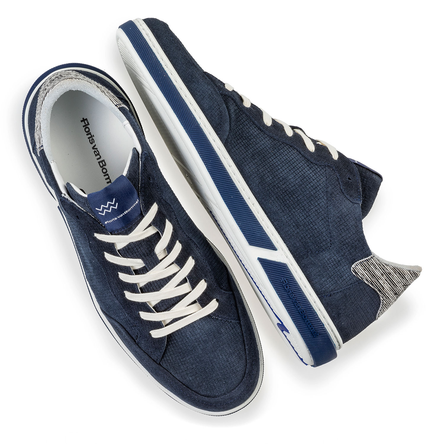 13350/11 - Dark blue suede leather lace shoe with print 13350/11 - Dark blue suede leather lace shoe with print