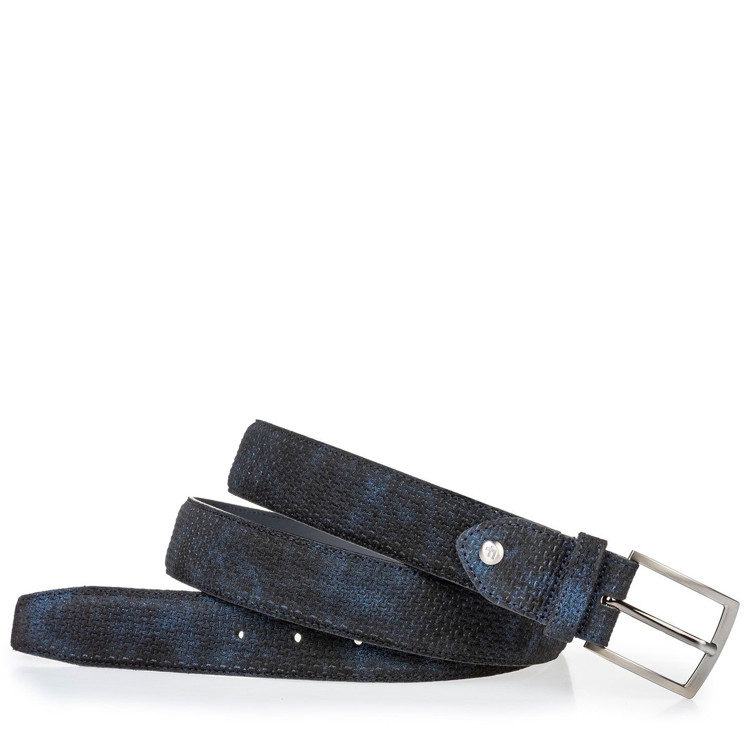 75203/46 - Suede leather belt blue with print 75203/46 - Suede leather belt blue with print