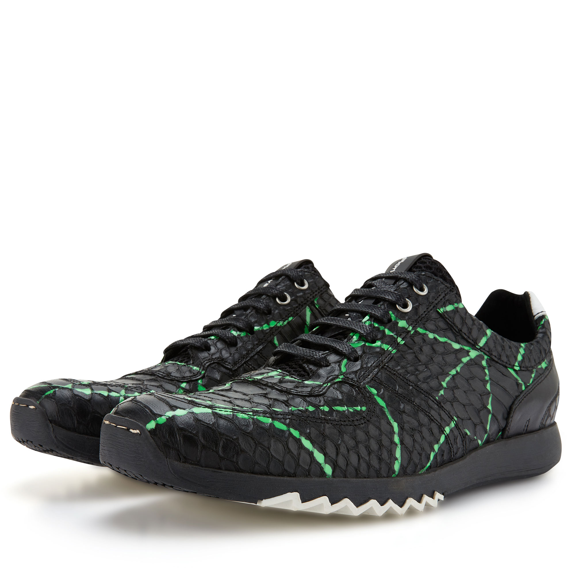green snake print shoes
