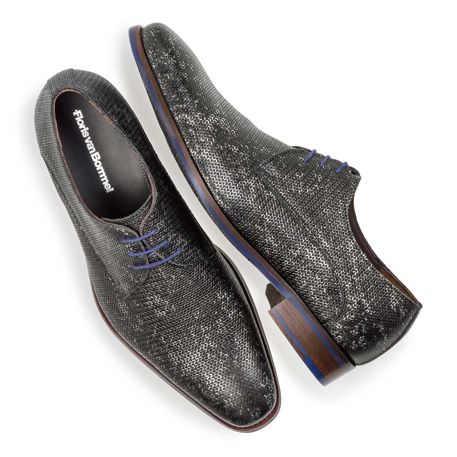 18159/00 - Dunkelgrauer Leder-Schnürschuh mit Metallic-Print 18159/00 - Dunkelgrauer Leder-Schnürschuh mit Metallic-Print
