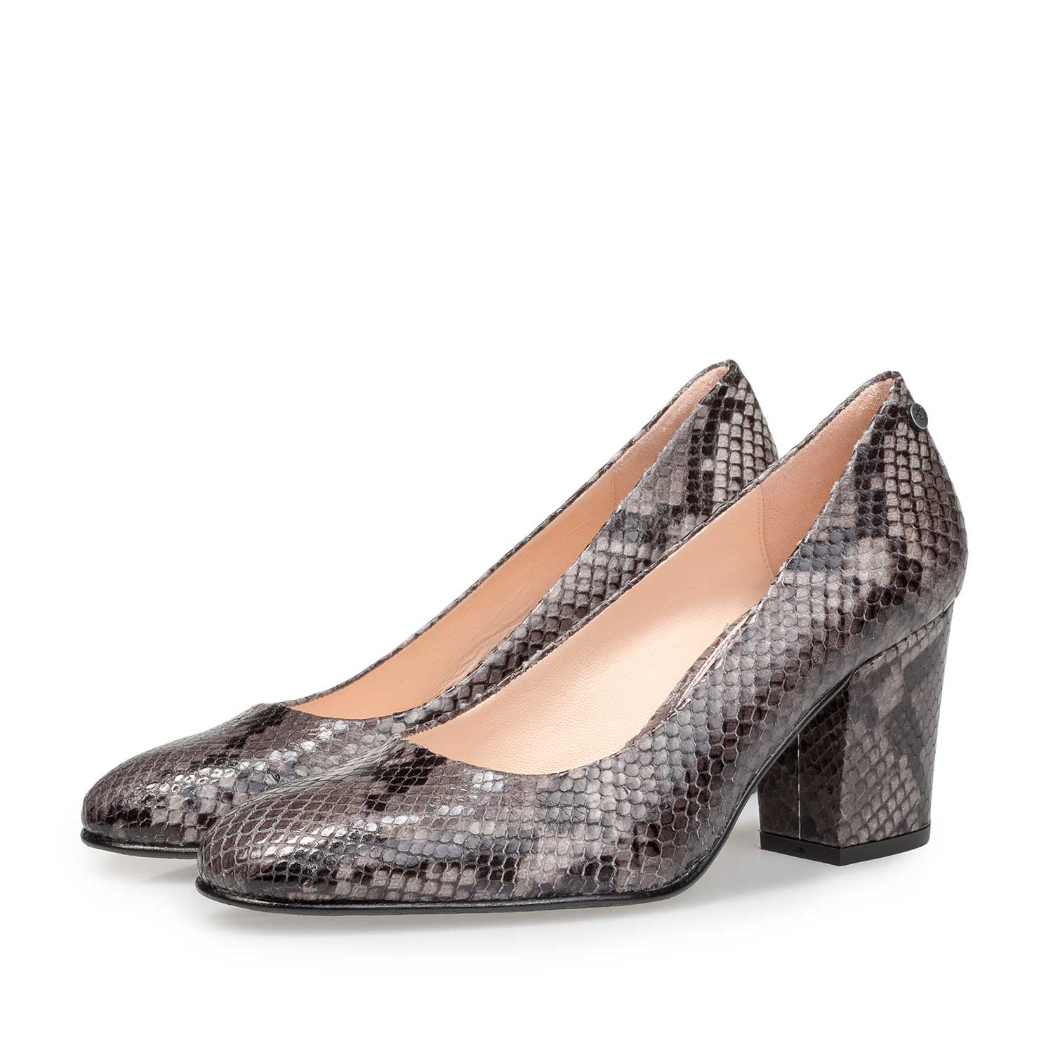 85520/11 - Graue Leder-Pumps mit Schlangenprint 85520/11 - Graue Leder-Pumps mit Schlangenprint