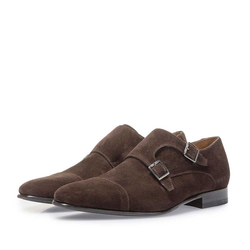 12295/08 - Dark brown suede leather double monk 12295/08 - Dark brown suede leather double monk