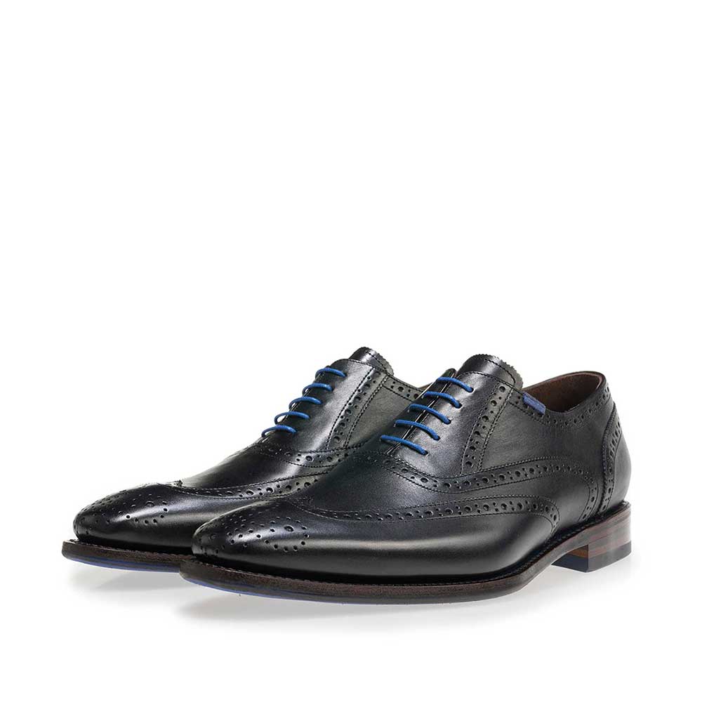 19470/01 - Schwarzer Brogue Kalbsleder Schnürschuh 19470/01 - Schwarzer Brogue Kalbsleder Schnürschuh