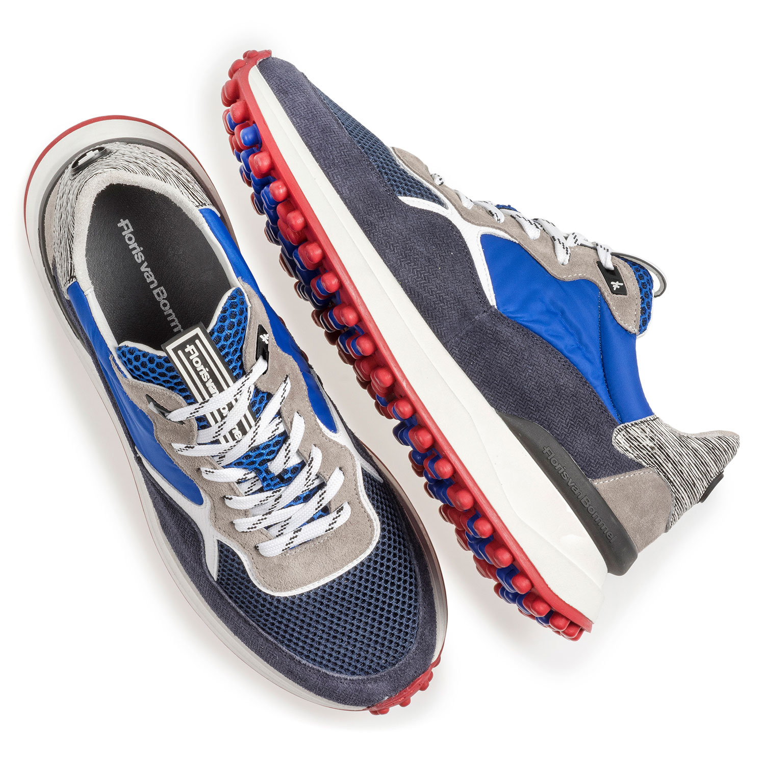 16301/04 - Dark blue suede leather sneaker with grey details 16301/04 - Dark blue suede leather sneaker with grey details