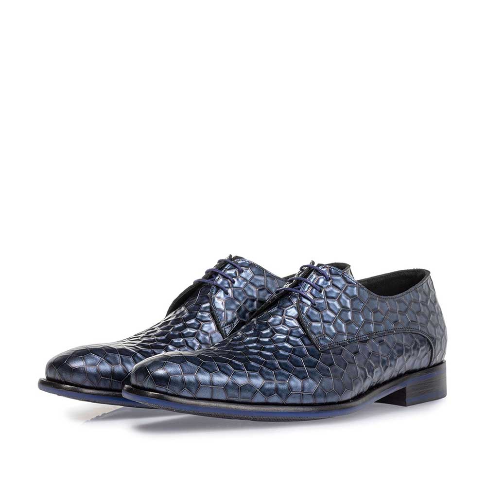 18100/06 - Schnürschuh Metallic-Print blau 18100/06 - Schnürschuh Metallic-Print blau