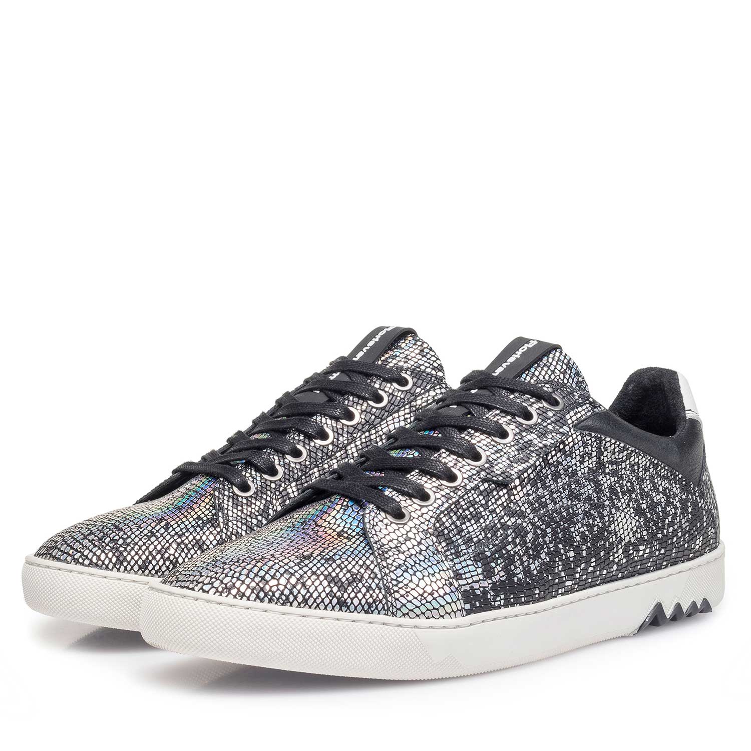 13342/00 - Silberner Premium-Leder-Schnürschuh mit Metallicprint 13342/00 - Silberner Premium-Leder-Schnürschuh mit Metallicprint