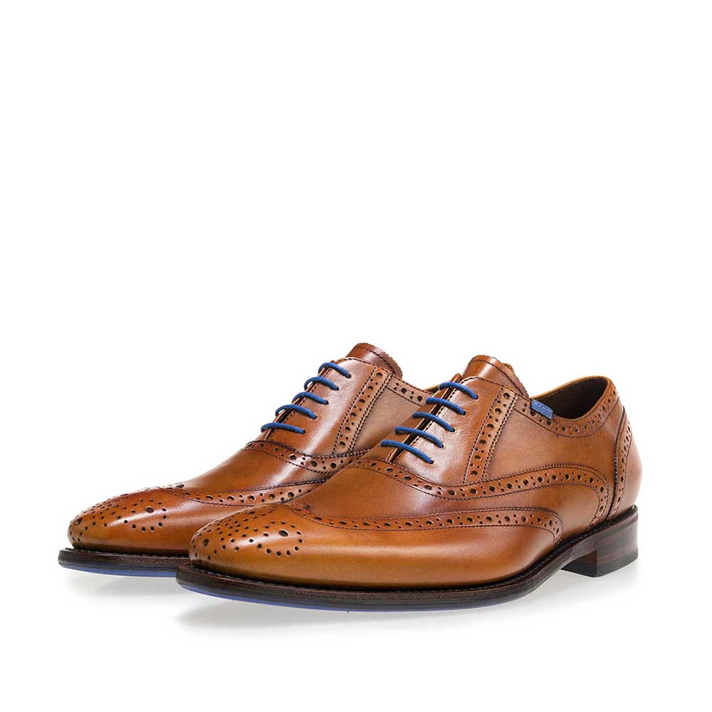 19470/00 - Cognacfarbener Brogue Kalbsleder Schnürschuh 19470/00 - Cognacfarbener Brogue Kalbsleder Schnürschuh