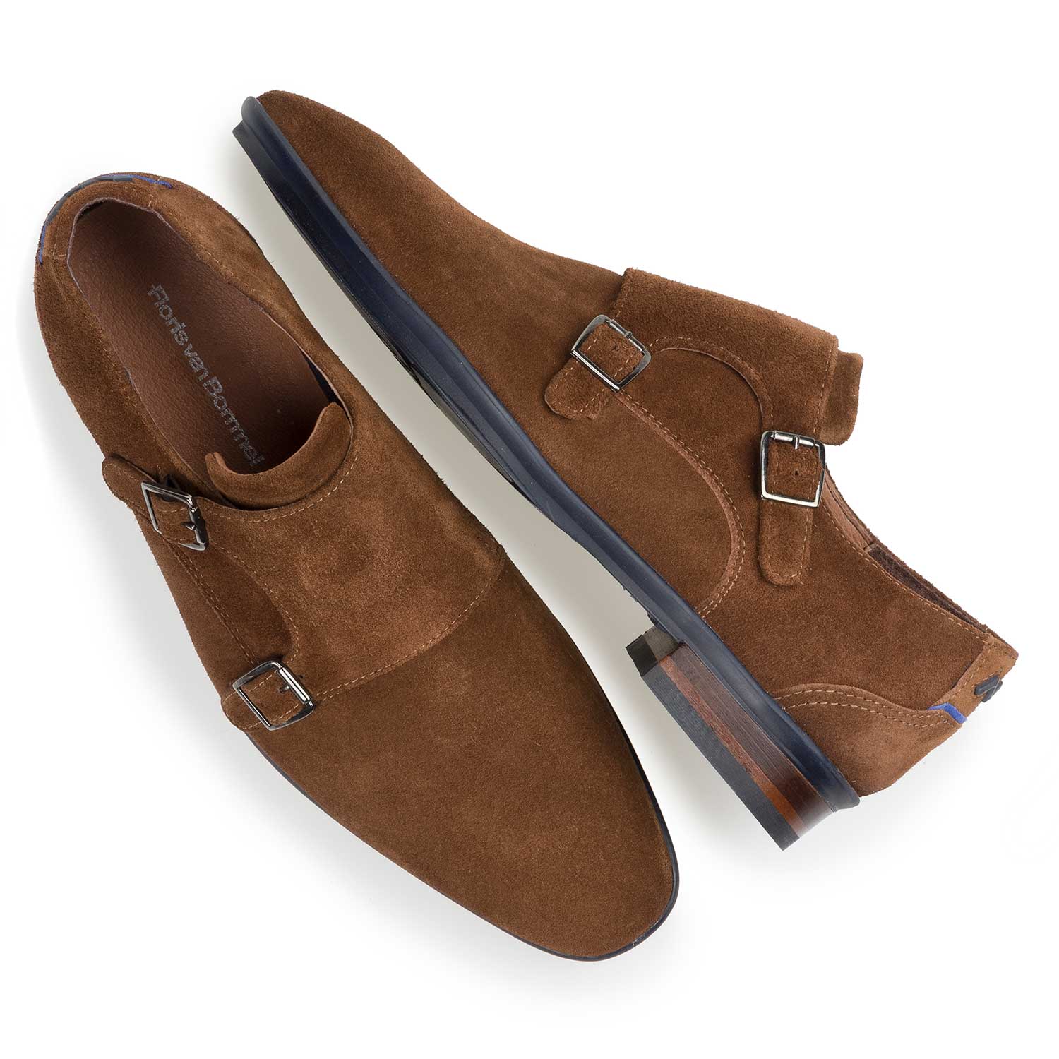 12132/09 - Brauner Kalbswildleder Doppelmonk-Schnallenschuh 12132/09 - Brauner Kalbswildleder Doppelmonk-Schnallenschuh