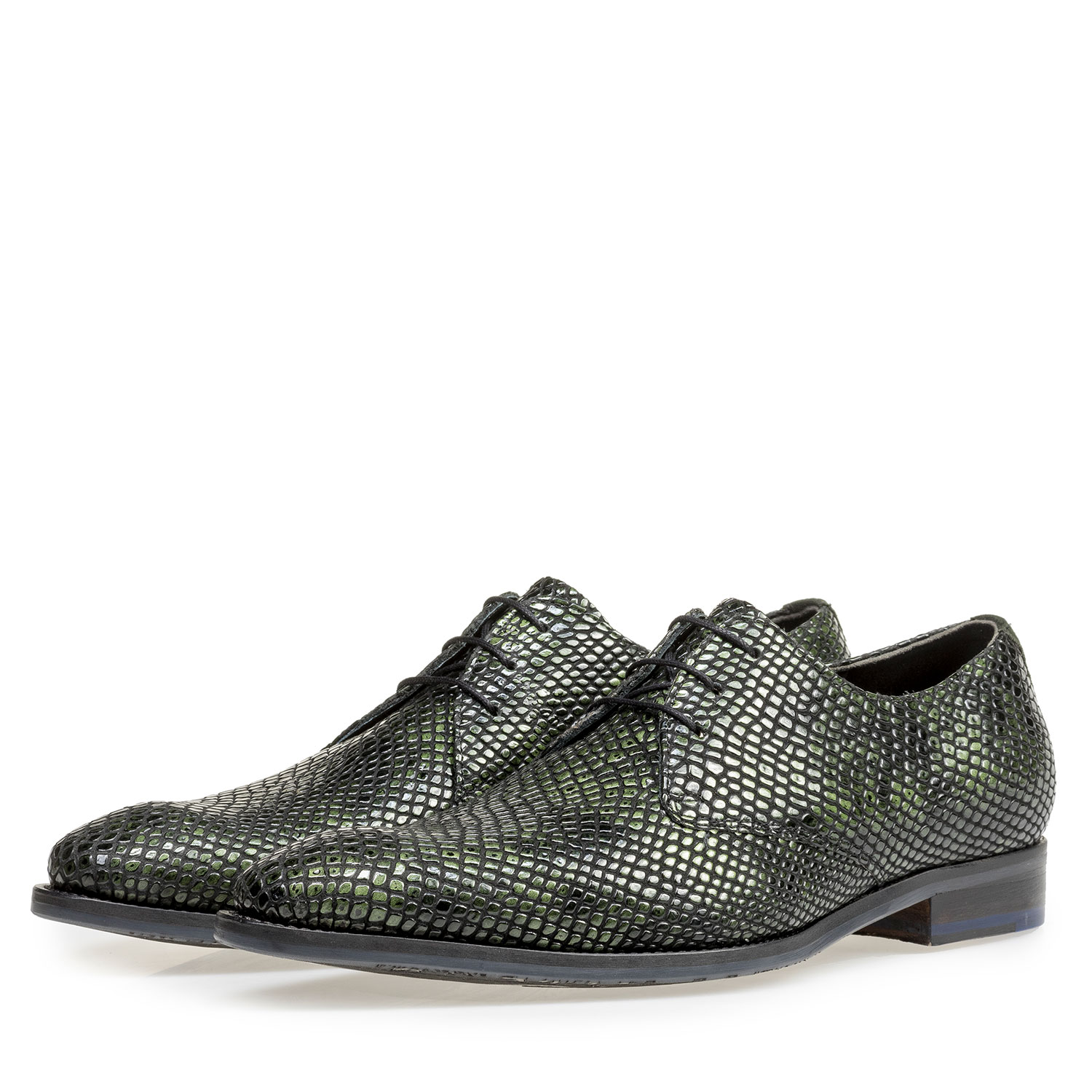 18293/02 - Grüner Lackleder-Schnürschuh mit Print 18293/02 - Grüner Lackleder-Schnürschuh mit Print