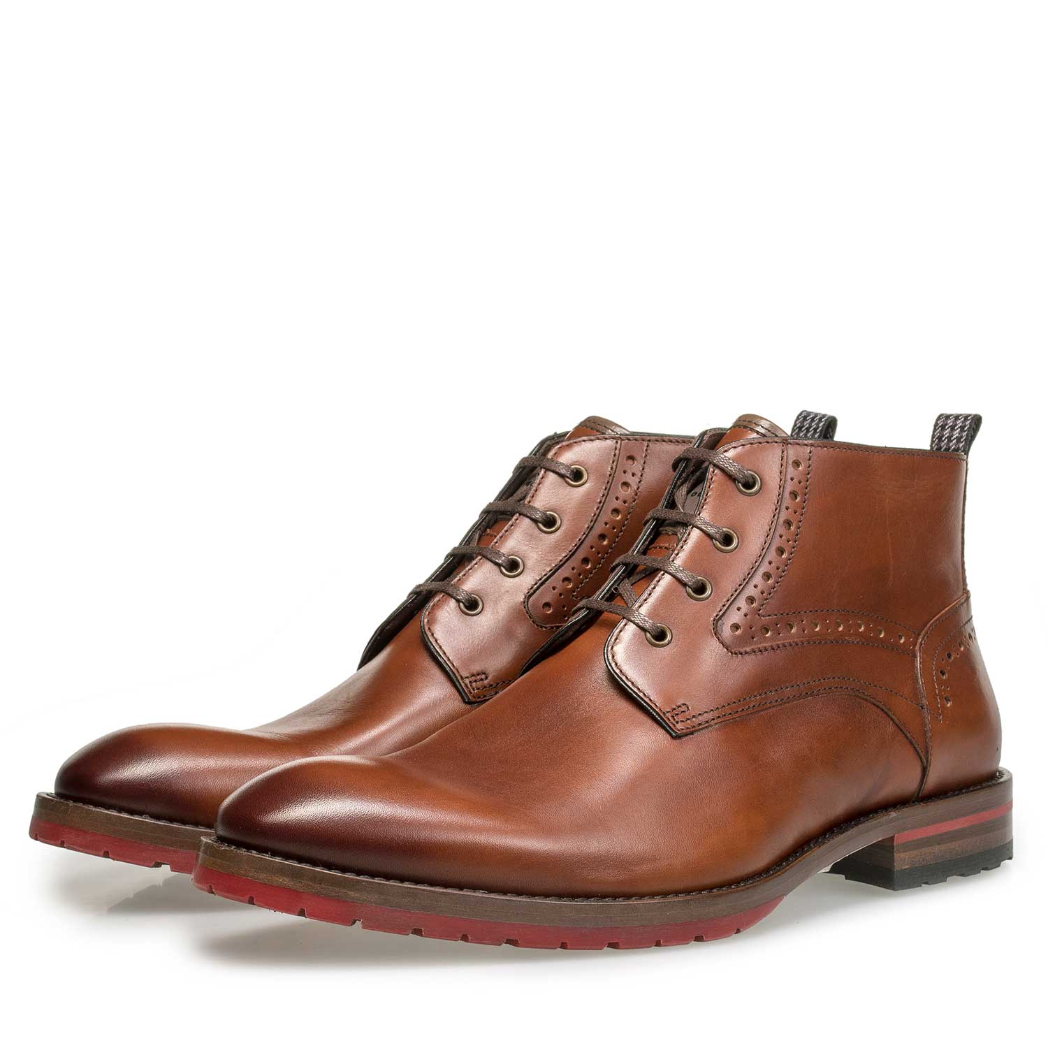 10317/03 - Cognacfarbener Leder-Schnürstiefel 10317/03 - Cognacfarbener Leder-Schnürstiefel