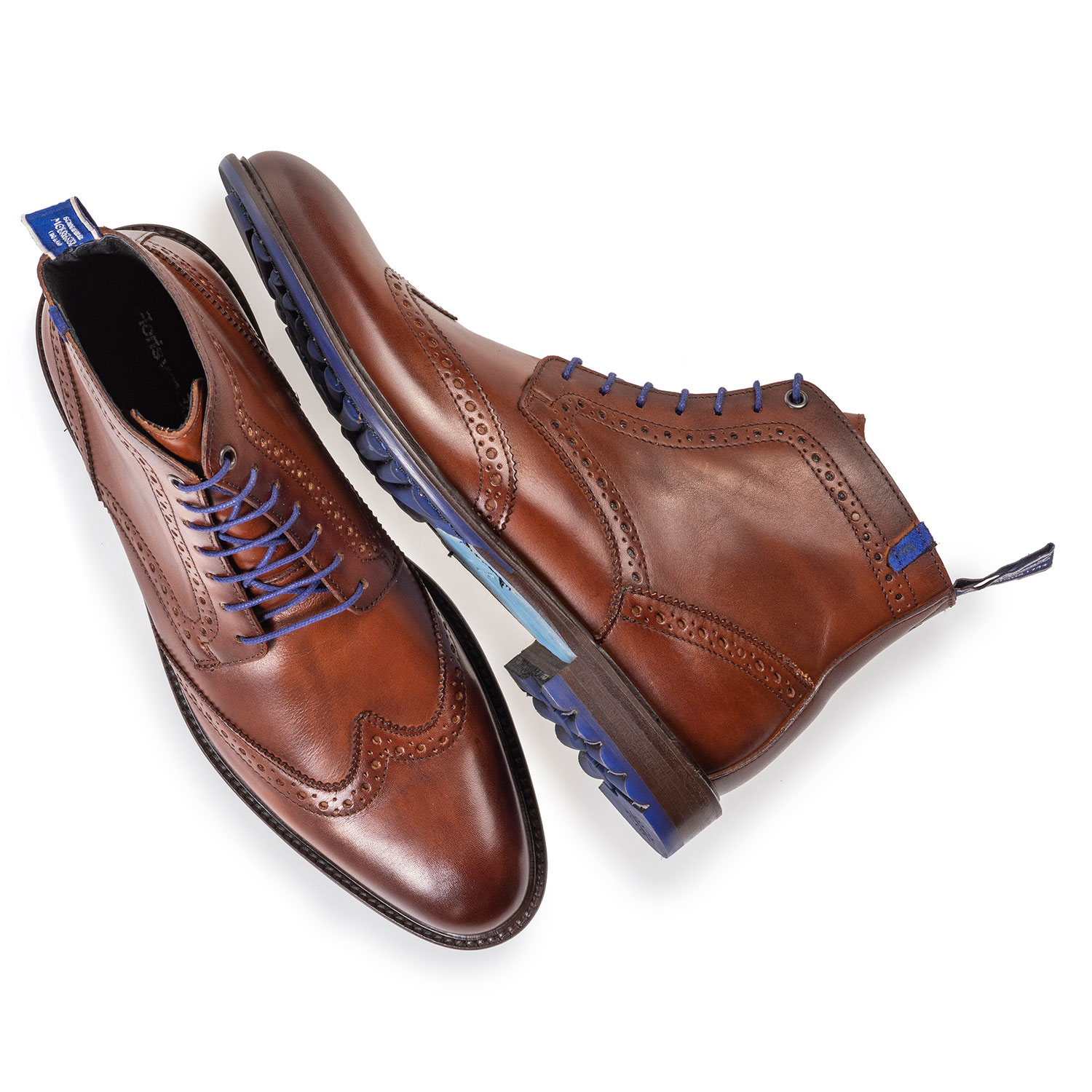 10506/10 - Dunkler cognacfarbener Kalbsleder-Schnürstiefel 10506/10 - Dunkler cognacfarbener Kalbsleder-Schnürstiefel