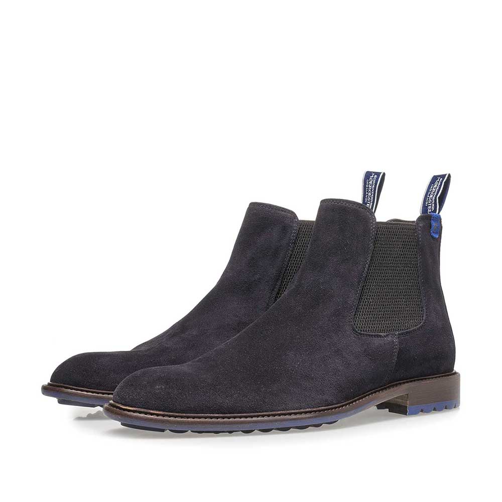10902/06 - Dunkelblauer Chelsea Boot aus Kalbswildleder 10902/06 - Dunkelblauer Chelsea Boot aus Kalbswildleder