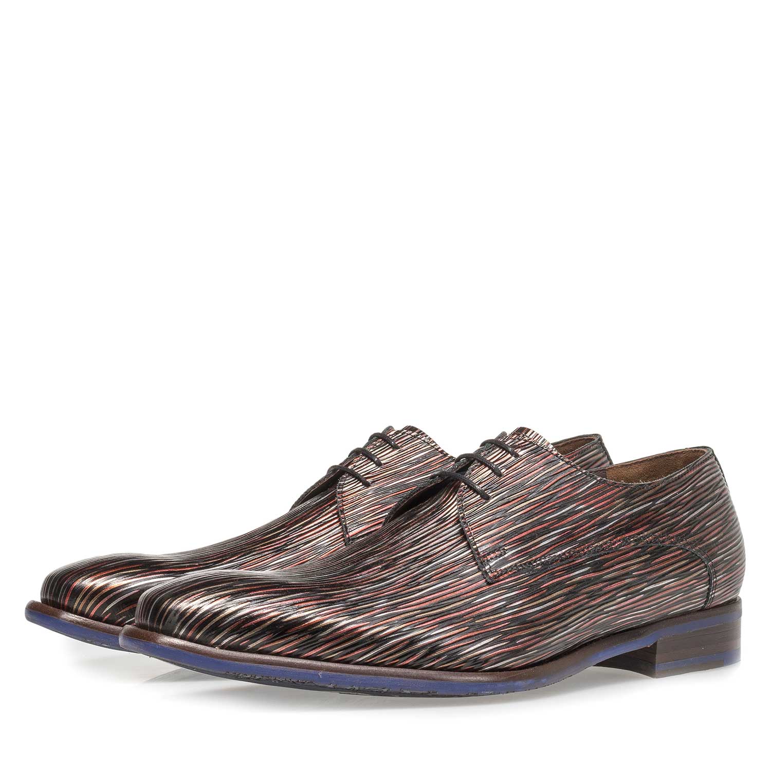 18159/09 - Dark red leather lace shoe with metallic print 18159/09 - Dark red leather lace shoe with metallic print